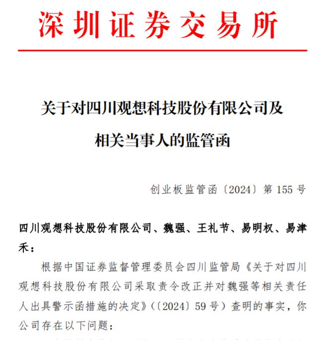 观想科技总经理魏强收警示函2023年薪酬72万元