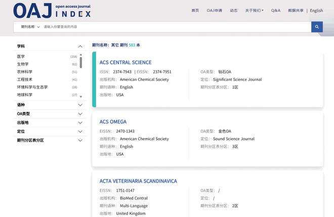 最新！全球OA期刊索引-OAJ正式上线！(图2)