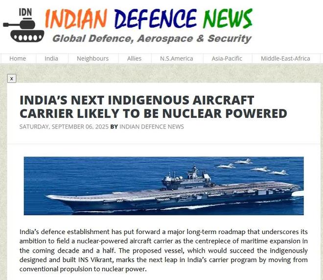 印度砸1万亿造核动力航母扬言领先福建舰十年！剑指印度洋霸主(图3)